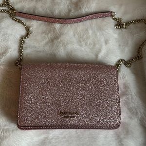 Kate spade pink glitter chain purse